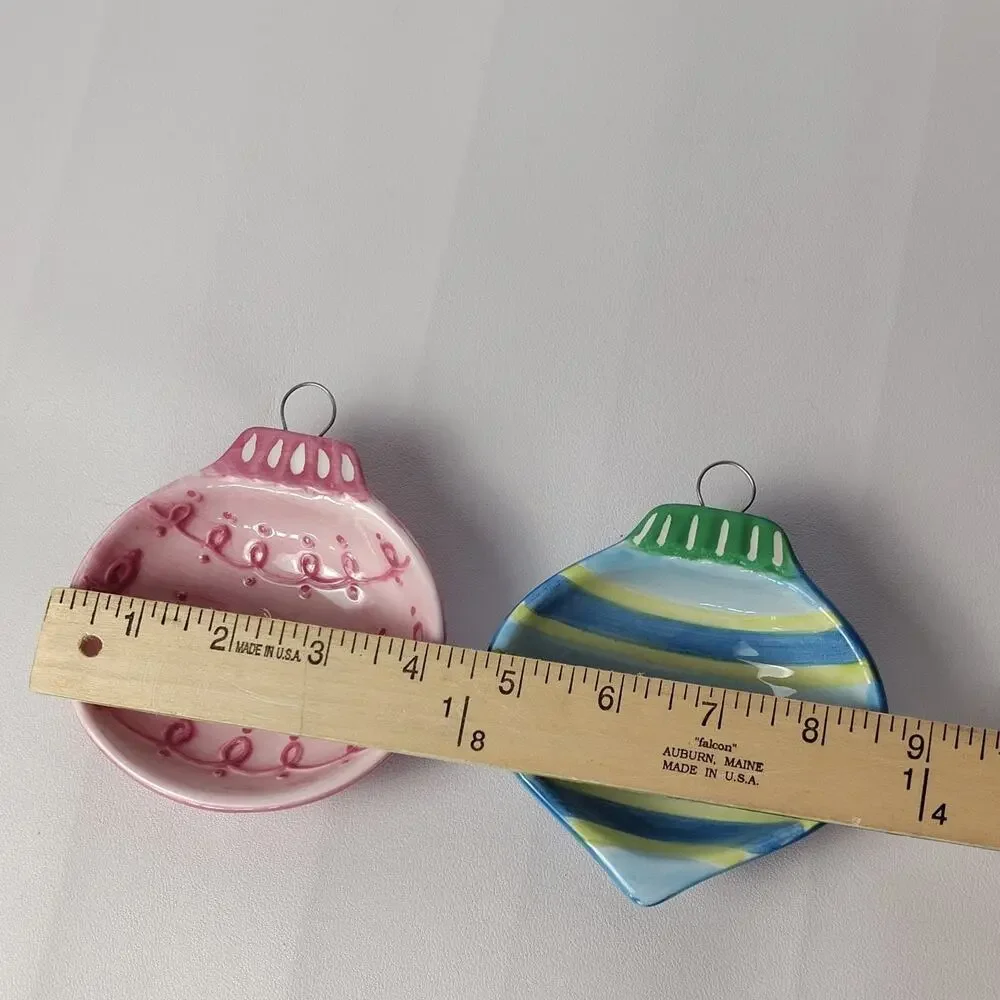 Lady Jayne Ltd Ornament Shaped Dishes Ceramic Candy Dish Set of 2 2004 Christmas